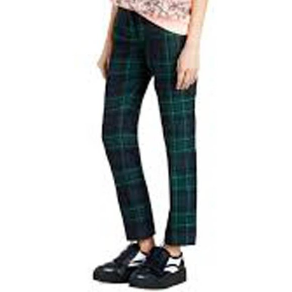 NWT Auth Burberry rtl $1300 Hanover green blue plaid wool ankle pants US 4 UK 6 - Picture 3 of 6